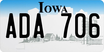 IA license plate ADA706