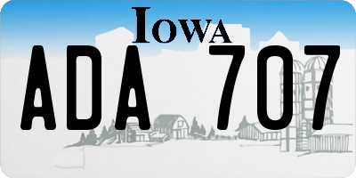 IA license plate ADA707
