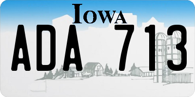 IA license plate ADA713