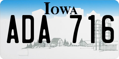 IA license plate ADA716