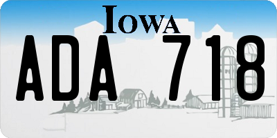 IA license plate ADA718