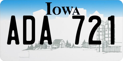IA license plate ADA721