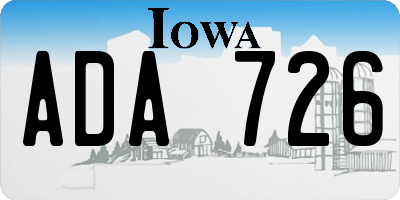 IA license plate ADA726