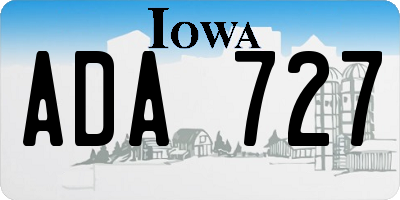 IA license plate ADA727