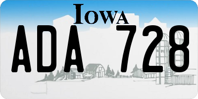 IA license plate ADA728