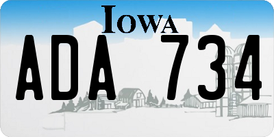 IA license plate ADA734