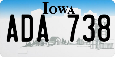 IA license plate ADA738