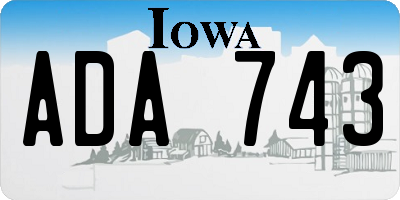 IA license plate ADA743