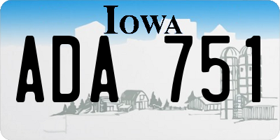 IA license plate ADA751