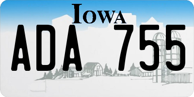 IA license plate ADA755