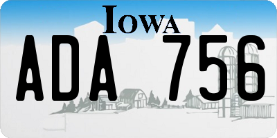 IA license plate ADA756