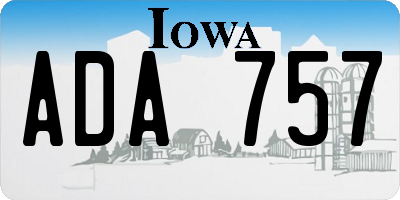 IA license plate ADA757