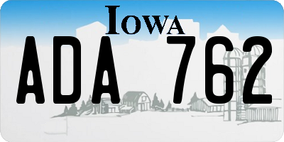 IA license plate ADA762