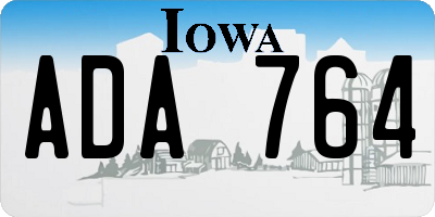 IA license plate ADA764