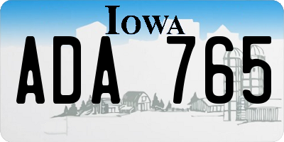 IA license plate ADA765