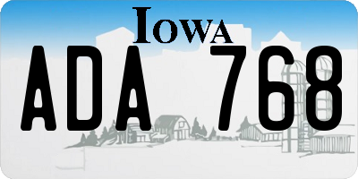 IA license plate ADA768