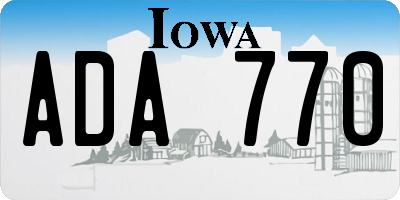 IA license plate ADA770