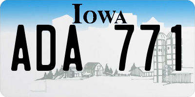 IA license plate ADA771
