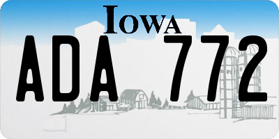 IA license plate ADA772