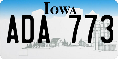IA license plate ADA773