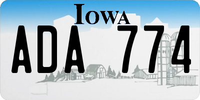 IA license plate ADA774