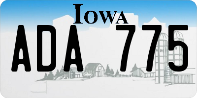 IA license plate ADA775