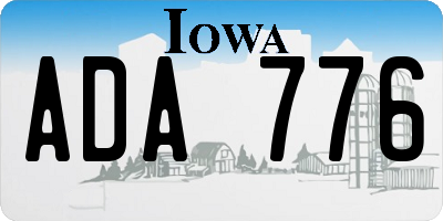 IA license plate ADA776