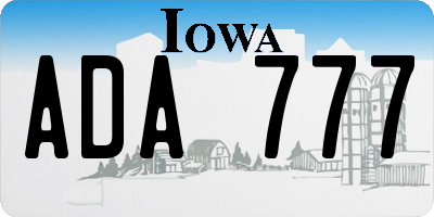 IA license plate ADA777