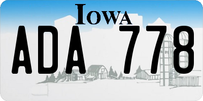 IA license plate ADA778