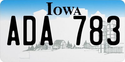 IA license plate ADA783