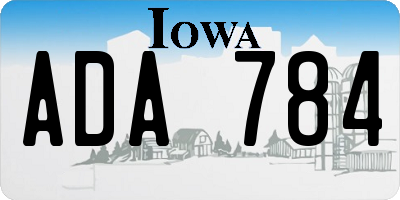 IA license plate ADA784