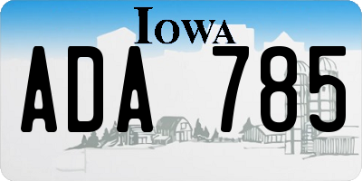 IA license plate ADA785