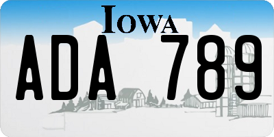 IA license plate ADA789