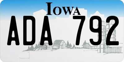 IA license plate ADA792