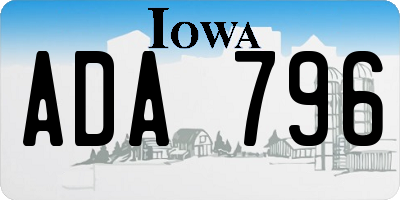 IA license plate ADA796
