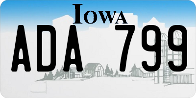 IA license plate ADA799