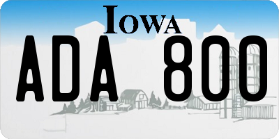 IA license plate ADA800