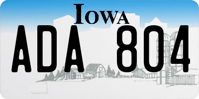 IA license plate ADA804