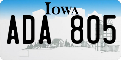 IA license plate ADA805