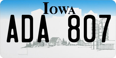 IA license plate ADA807