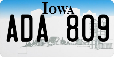 IA license plate ADA809