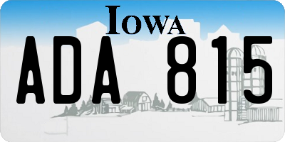 IA license plate ADA815