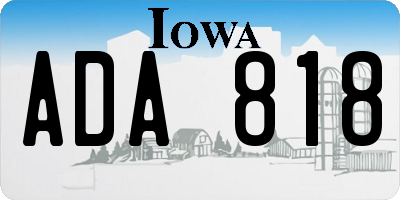 IA license plate ADA818
