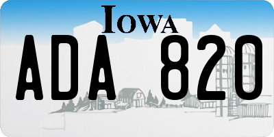 IA license plate ADA820