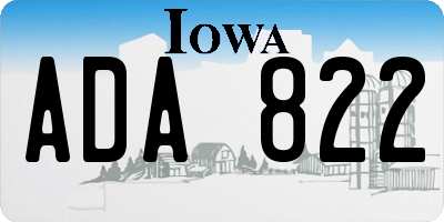 IA license plate ADA822
