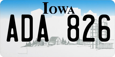 IA license plate ADA826