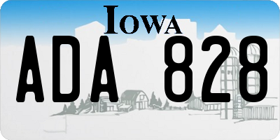 IA license plate ADA828