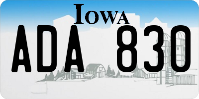 IA license plate ADA830