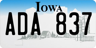 IA license plate ADA837