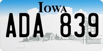 IA license plate ADA839